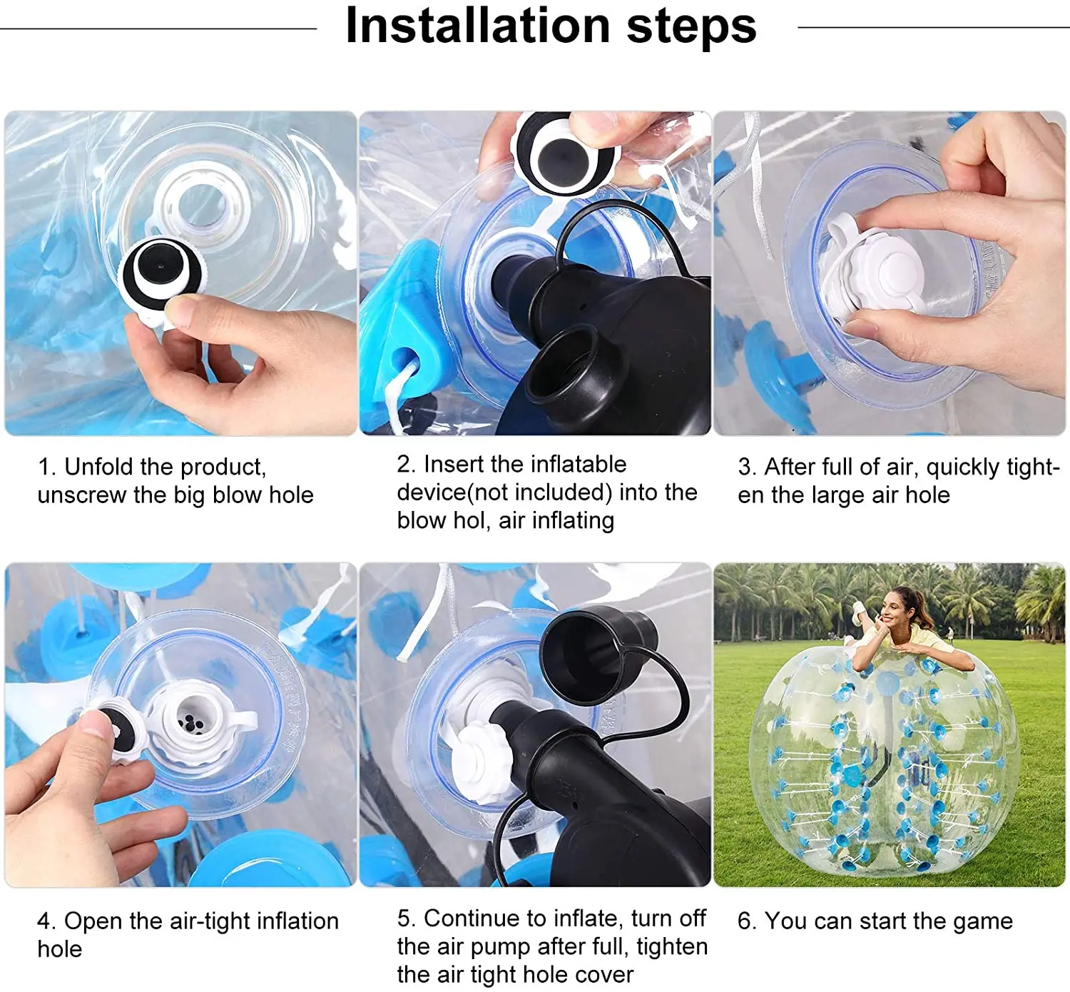 Bumper Bubble Soccer Balls for Adults 5FT/1.5m Inflatable Bumper Ball Giant Human Hamster Body Zorb Ball