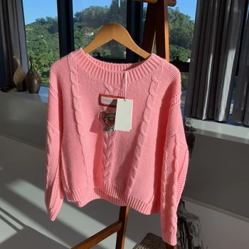 

202 Women Autumn Winter New Casual Embroidery Pullover Sweater
