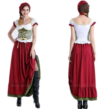 

2020 German Oktoberfest Beer Girl Fancy Maid Uniforms Women Halloween Carnival Party Cosplay Costume Bavarian Wench Ethnic Dress