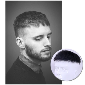 

Men's short wigs 100% human hair Men Wig Non-Remy Hair Natural black wig Hair clip in for men Short crew