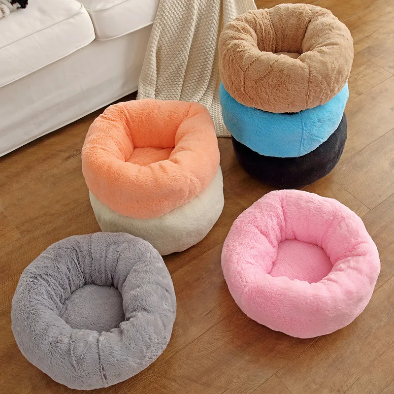 

2020 New Long-haired kennel pet bed mat deep sleep round nest winter pet supplies long velvet cat pad