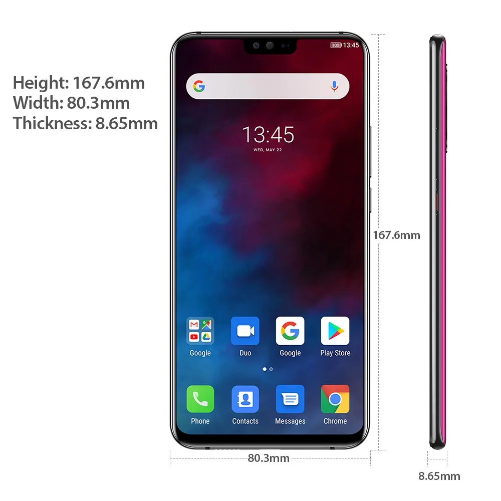  Ulefone T2 Smartphone Android 9.0 Dual 4G Cell Phone 6GB 128GB NFC Octa-core Helio P70 4200mAh 6.7