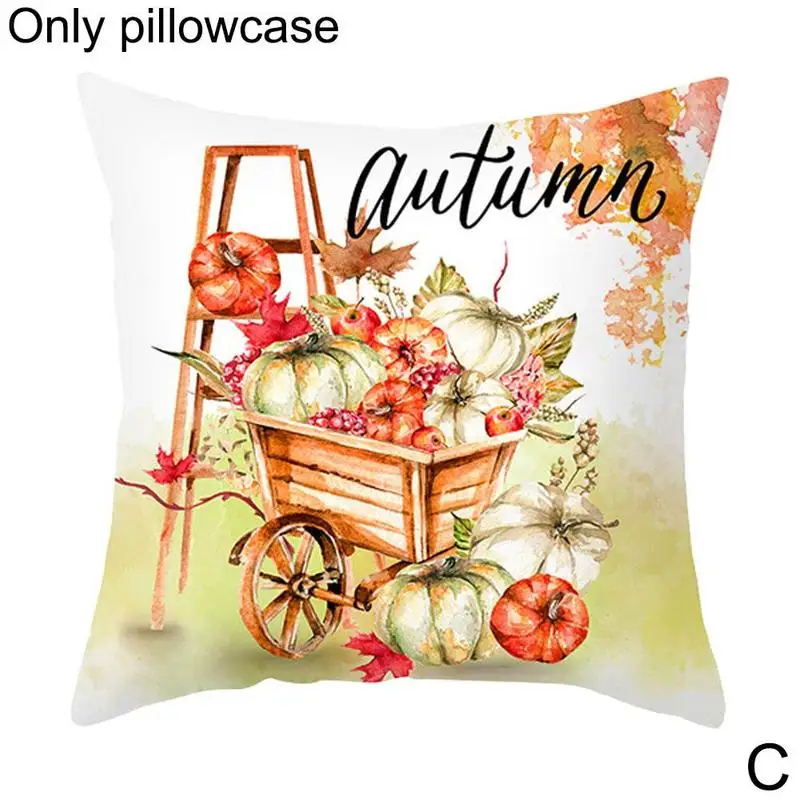 1pc Thanksgiving Autumn Maple Leaf Pumpkin Printed Peach Party Pillowcase Cover Skin Decoration 45*45cm Pillowcase Car Home K8K3 