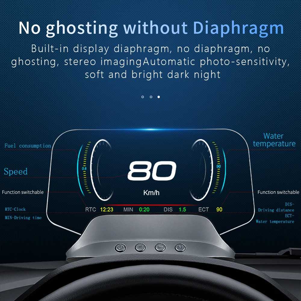 C3 Navigation Mirror Hud Obd2+gps Dual Mode Obd2 Head Up Display Gps Hud  Digital Mph Kmh Speedometer Water&oil Temp Rpm Voltage - Head-up Display -  AliExpress