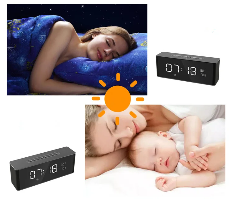 Multifunctional Portable Bluetooth Speaker Subwoofer Wireless Stereo Speaker Supports Mobile Computer TF AUX Mirror Alarm Clock