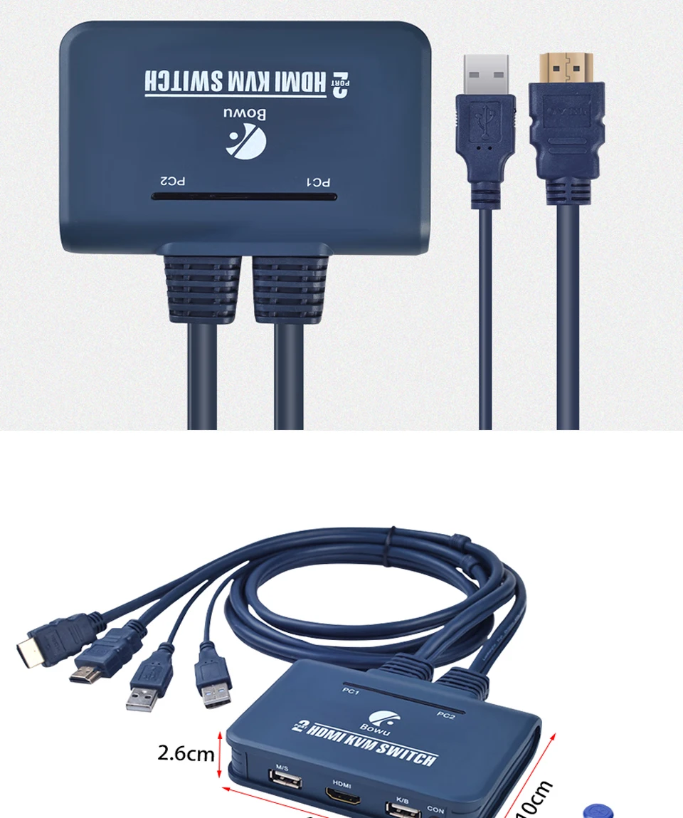 2 порта HDMI KVM переключатель с кабелем 2 компьютера поделиться монитор клавиатура и мышь