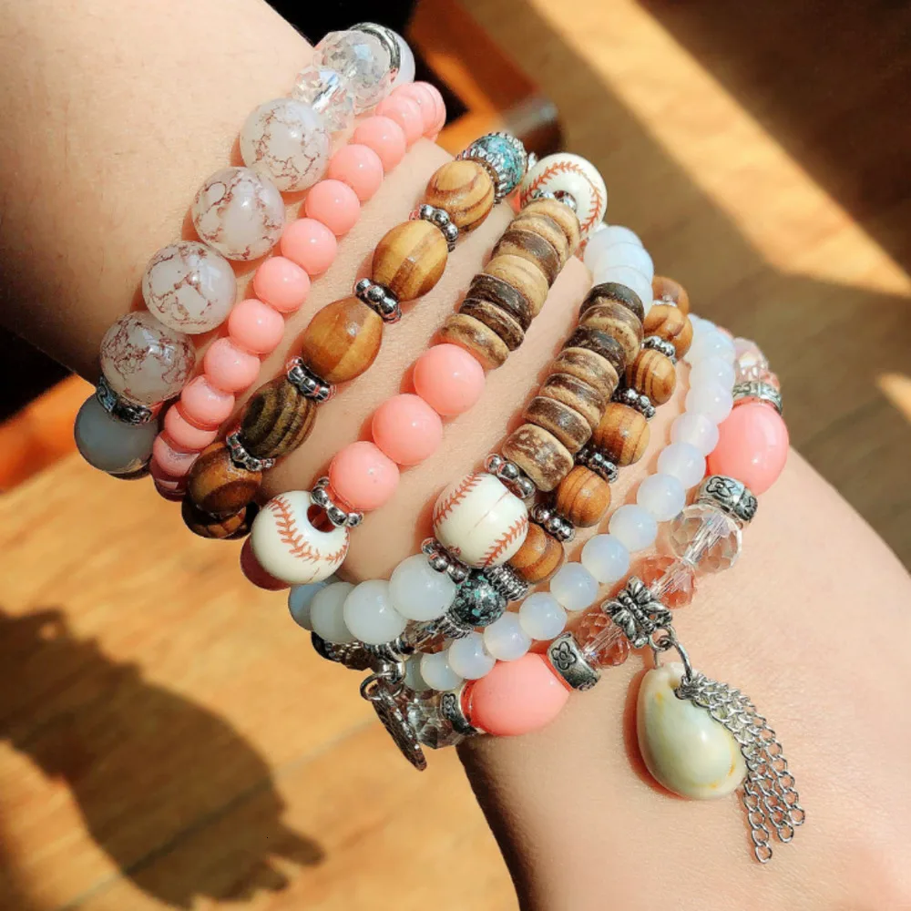 

Boho Charm Bracelets And Bracelets For Women Vital Tree Beach Bracelet Multi-layer Elastic Shell Pendant Bracelet Accessories