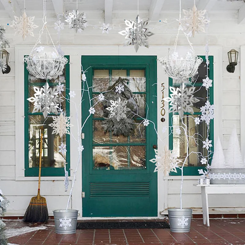Зимняя замороженная рождественская подвеска из снежинок украшения 3D снежинка из бумаги гирлянда орнамент украшения для новогодних вечерние украшения для дома