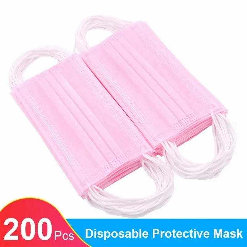 10-200PCS Disposable Mask Pink Mascarillas 3 Layers Women Masque Rose Face Masks Mouth Protective Dustproof Mascara Descartavel