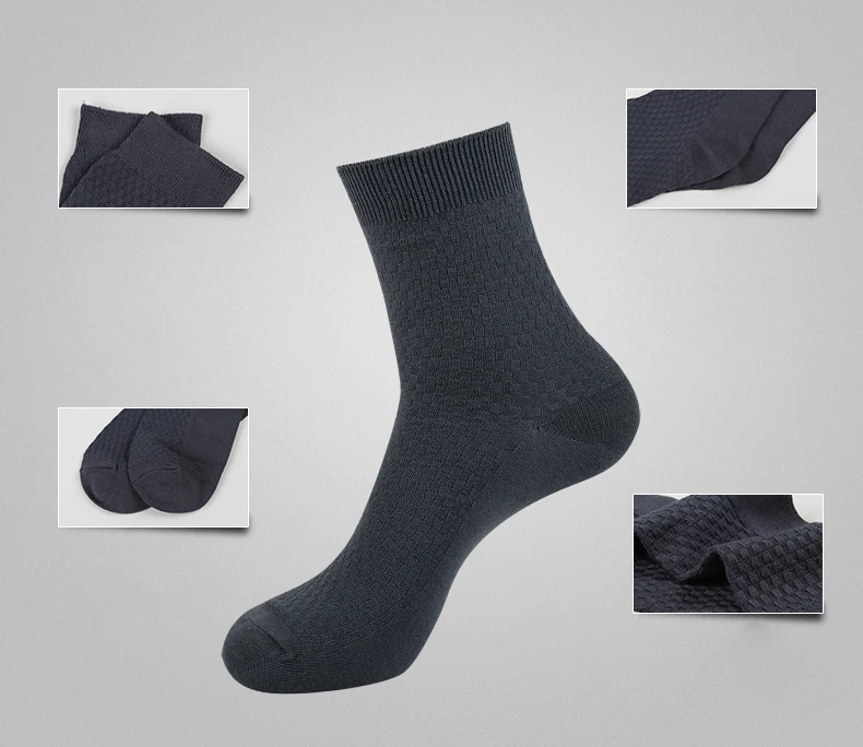 3Pairs/lot Bamboo Fiber Long Socks Men Fashion Crew Socks Plaid Business Socks Man Solid Color Autumn Calcetines hombre