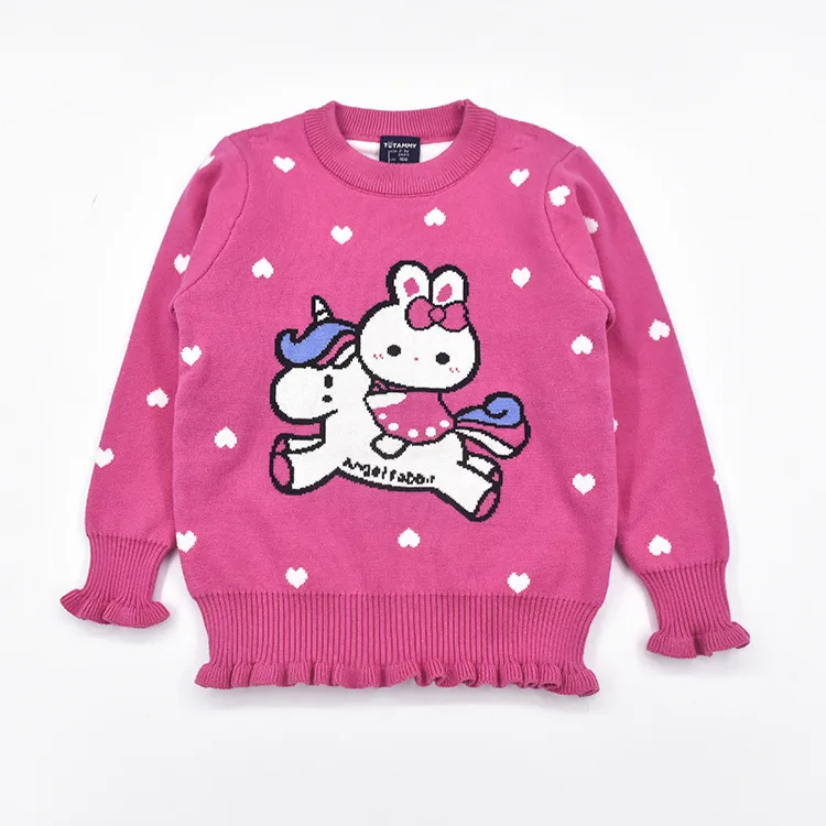 

Autumn & Winter 2-6 GIRL'S Clothes Girls Cartoon Phone Case Cotton Thread Clothing Sweater Double Layer Sweater Female Baby Swea