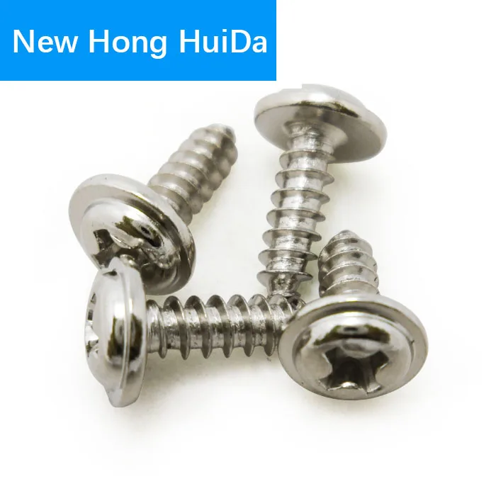 

M3 M4 Steel Nickel Plated Phillips Cross Recessed Wafe Head Self Tapping Screw Metric Thread Pan Washer Head Iron Bolt