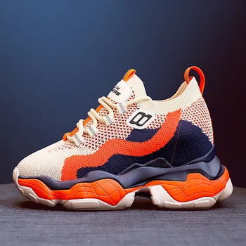 

QWEDF Women Sneakers New Autumn Platform Shoes Breathable Height Increaseing Shoes Women's Fashion Walking Shoes I1-60