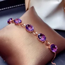  New Fashion Amethyst 18K Rose Gold Color Treasure Luxury Purple Crystal Gemstone Bracelet For Women Fine Jewelry Christmas Gifts 