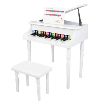

Kids Wooden Piano Mini Musical Instrument With Music Score Phonetic Card Duarble Home Toy For Children 49 X 50.5 X 48.5cm White