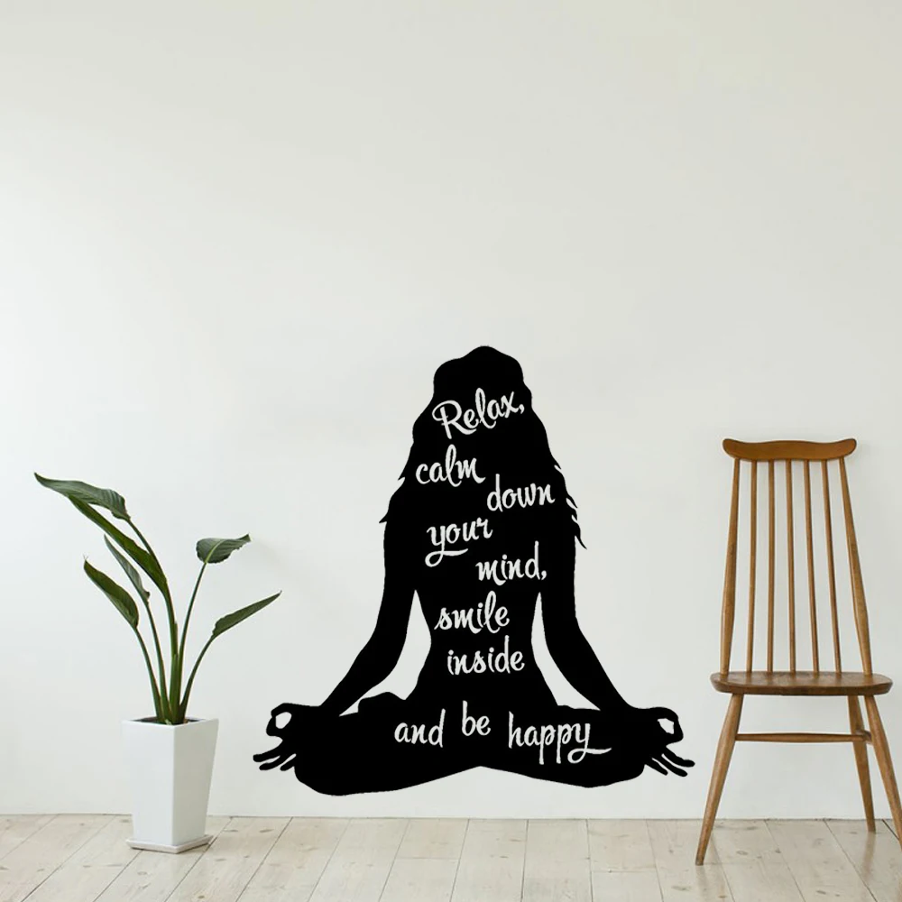 

Women Yoga Wall Decal Inspirational Quote Meditation Vinyl Wall Sticker Art Home Decor Living Room Gym Removable Mural