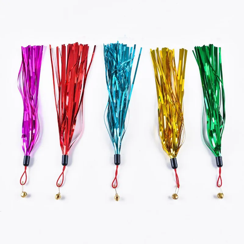 

111-5Pcs Cat Teaser Wand Refills Squeaky Paper Replacement With Bell Interactive Sound Kitten Toy 2-
