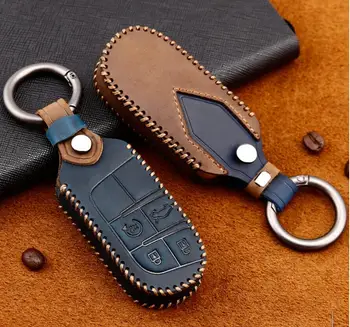 

Handmade Car Genuine Leather Key Case Holder For Jeep Grand Cherokee Compass Patriot Renegade For Dodge Challenger Journey Fiat