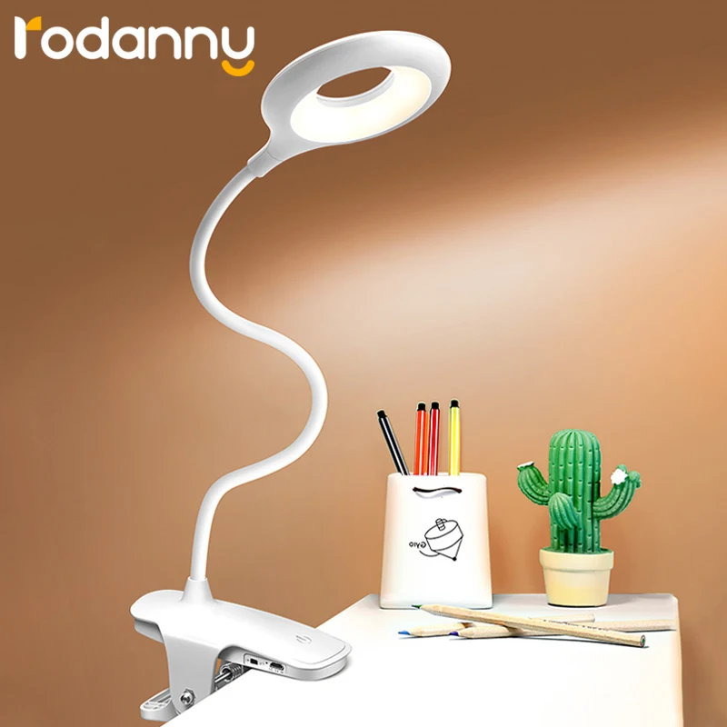 Rodanny Table Lamp Led Desk Touch Clip Study Flexible Gooseneck Desktop Usb Light Rechargeable for Children | Лампы и освещение