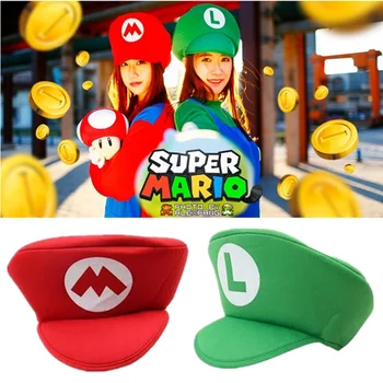 

Kids Adult New Anime Super Mario Cosplay Props Hats Luigi Bros Fabric Dome Hat Baseball Cap Boys Girls Cosplay Accessories