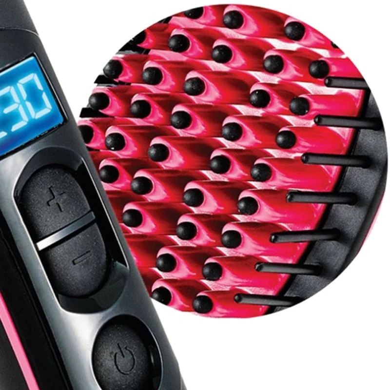 Портативный размер ручной волос прямая электрическая щетка профессиональный ЖК-дисплей быстрый выпрямитель для волос расческа