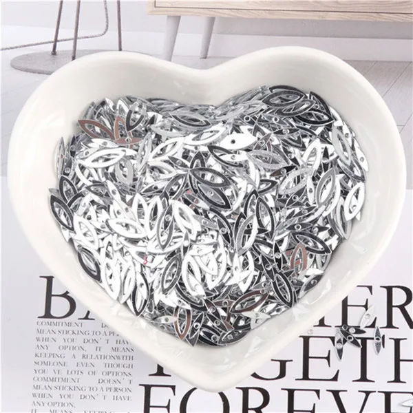 100Pcs/Pack 3*9MM Hollow Horse Eyes Sequins PVC Paillettes DIY Wedding Sewing Sequin Craft Garment Lentejuelas Accessories Silver