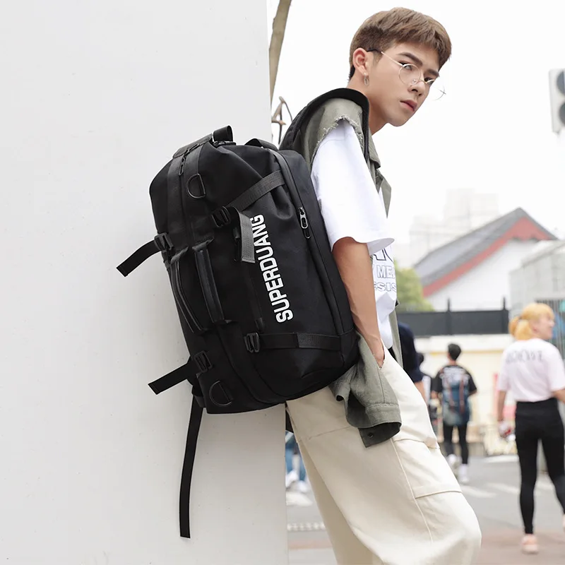 

2019 multifunctional practical trendy men's double shoulder bag luggage collision color one shoulder bag backpack leisure