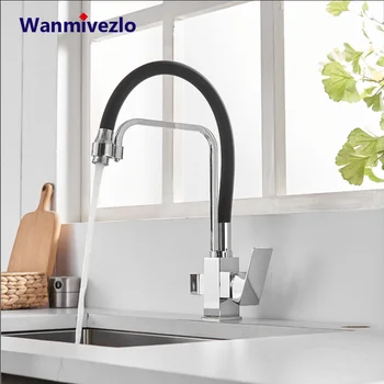 

Three In One Filter Kitchen Faucet Drinking Water Single Hole Mixer Tap 360 Rotation Pure Water Filter Kitchen Sinks Taps