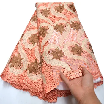 

2020 Hot African Guipure Cord Lace Fabric with stones multicolor cord lace fabric Water Soluble lace Cord Laces for party dress