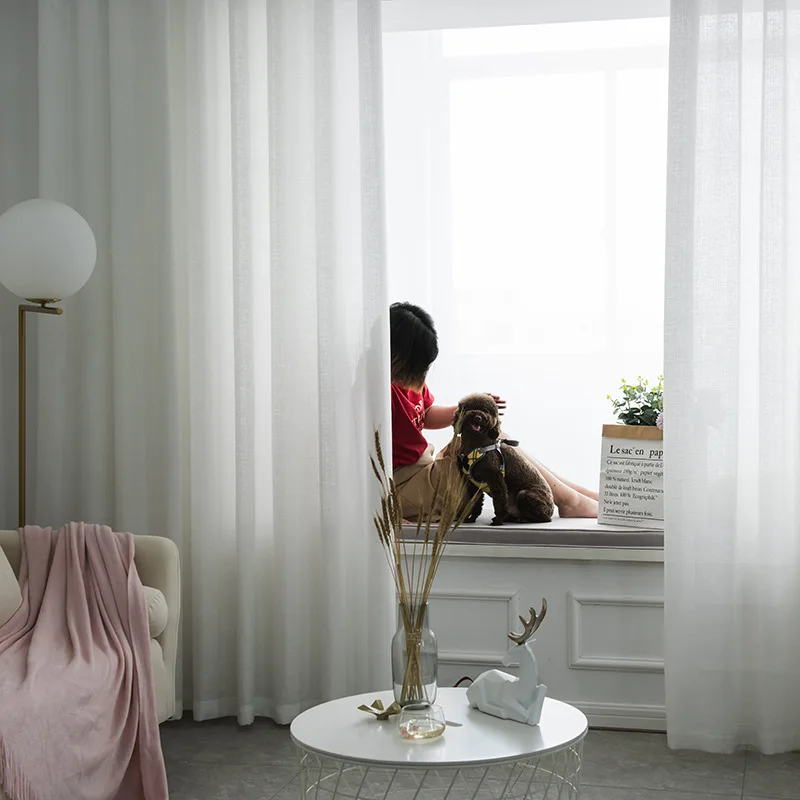 Утолщенные белые прозрачные Занавески для гостиной полузатемняющие тюлевые