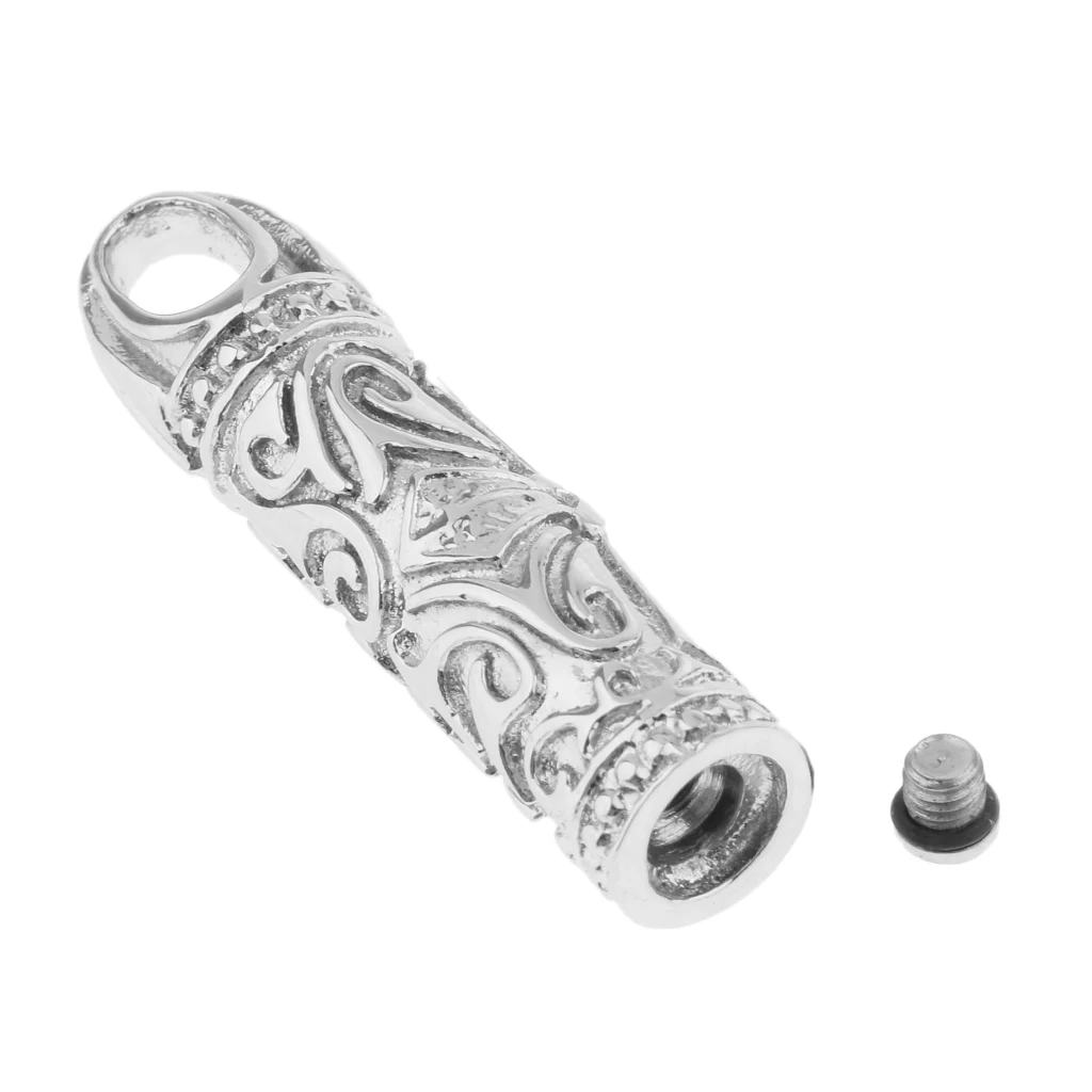 Stainless Steel Charm Cylinder Cremation Keepsake Pet Human Ash Urn Holder Pendant 