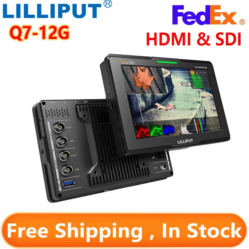 Монитор камеры Lilliput Q7-12G 2000 Nit 7 дюймов с 3D-LUT HDR 12GSDI и HDMI перекрестным металлическим