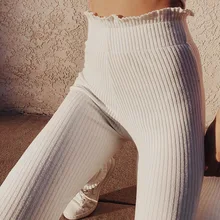 HOUZHOU эластичные брюки с высокой талией женские тонкие белые брюки Длинные повседневные узкие брюки в полоску повседневные штаны Mujer