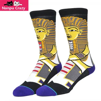 

Elder Pattern Skateboard Socks Men Towel Bottom Comfort Cotton Meias Fit Performance hip hop Sox Y516