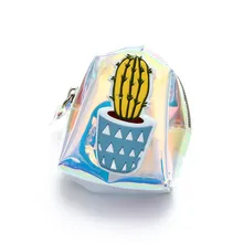 Женский кошелек модная Желейная кожа сумка для ключей на молнии кошельки кактус монета ПВХ лазерный кошелек клатч леди