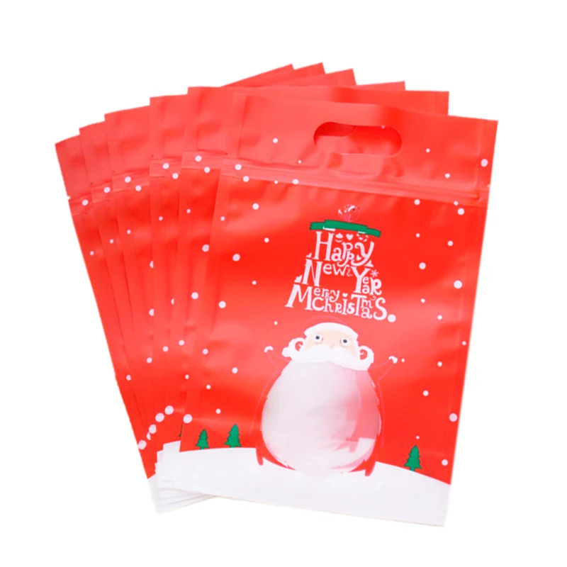 

50Pcs Christmas Gift Bag Nougat Cookies Packaging Ziplock Bag Baking Accessories Christmas Party Decor Candy Bag
