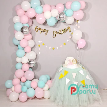 

98PCS 4D Mix Pastel Macaron 10" 12" Balloons Garland Silver Balloon Chain 5M Arch Decor Wedding Birthday Party decor