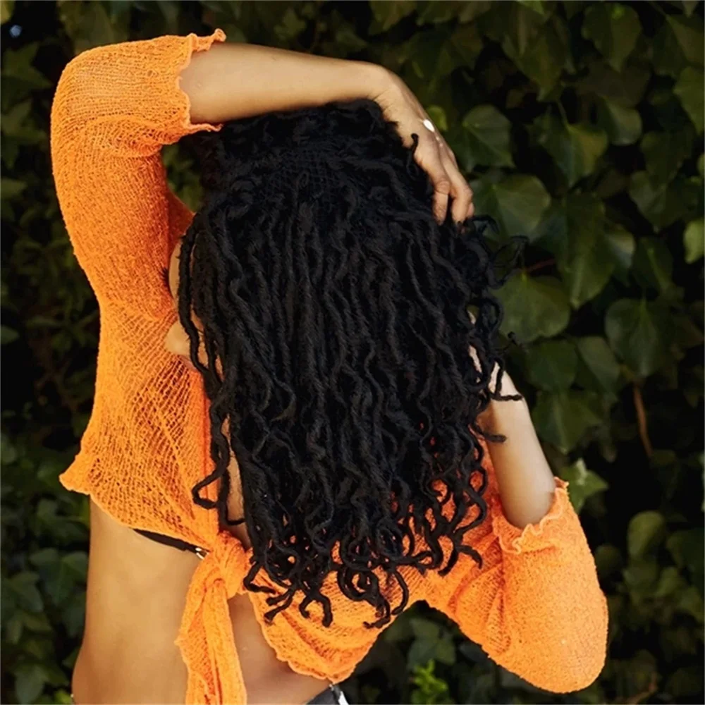 

18 24 inch Nu Faux Locs Crochet Hair Extension For Women Synthetic Ombre Braiding Hair 20 strands Curly Goddess Faux Locs Braids