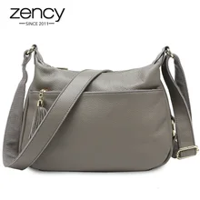 Zency 100% натуральная кожа модная женская сумка через плечо с