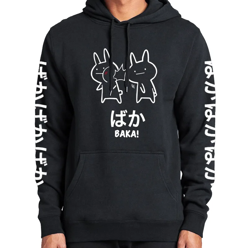 Baka Rabbit Slap толстовки японского аниме забавные милые толстые толстовки высокого качества черный японский свитер пуловер