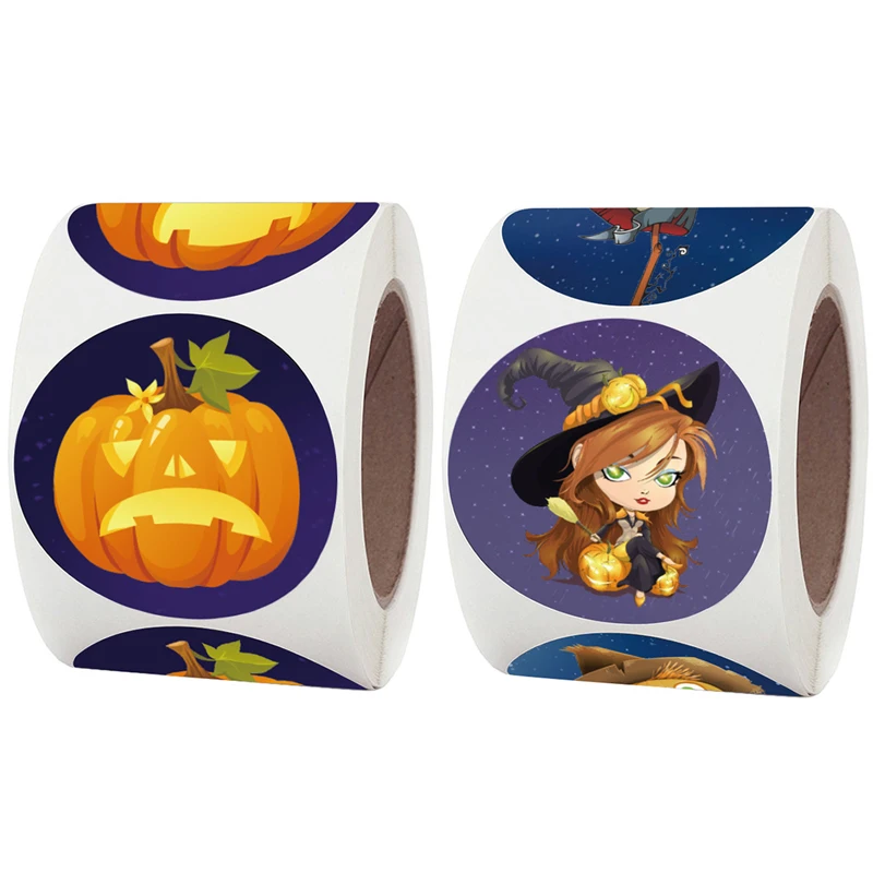 

1.5inch Big Halloween Pumpkin Witch Stickers Seals Labels for Cards Envelopes Gifts Kids Scrapbooking Party Favors Decoration