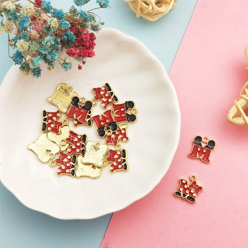 

10pcs Cute Alphabet Letter M Metal Enamel Charms Pendants Making Earring Cartoon M Word Floating Charm Fit Jewelry DIY Accessory