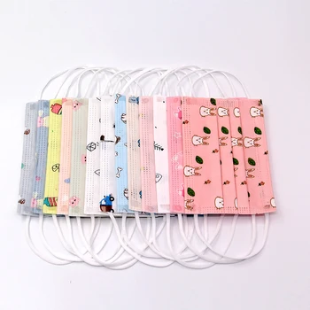 

20pcs Child Face Masks Disposable 3 Layer Anti-dust Pollution Masks Fabric Meltblown Dustproof Cartoon Kids Mouth Mask