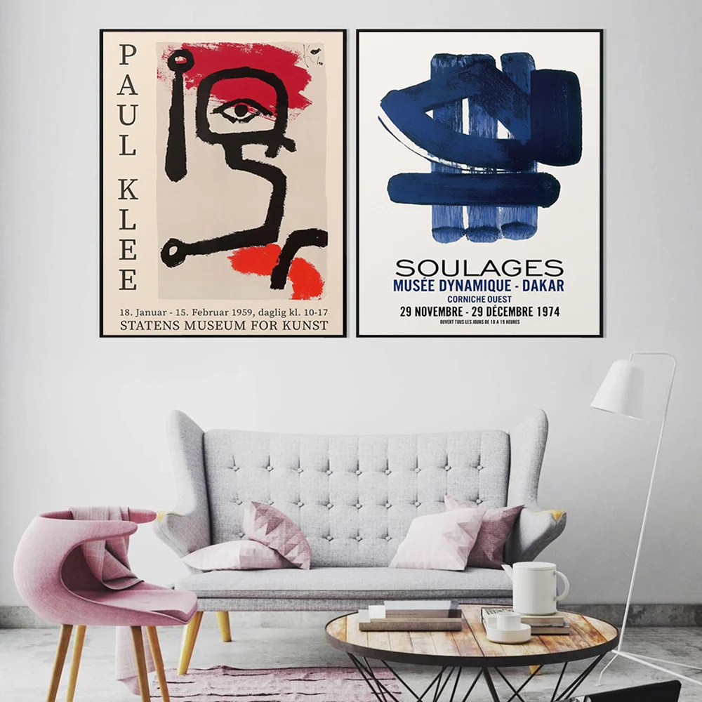 Abstract Paul Klee Eye Poster Canvas Painting Pierre Soulages Exhibition Museum Absthibition Picture Stampe Wall Art Home Decor
