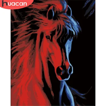 

HUACAN DIY Pictures By Number Horse Kits Hand Painted Paintings Art Painting By Numbers Animal Drawing On Canvas Home Decor