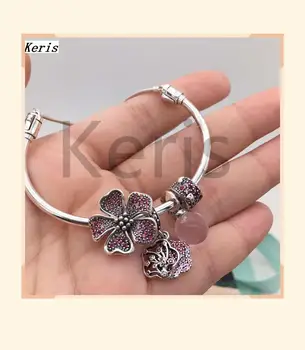 

High Quality 1:1 100% Silver Floral Powder Beads Pendant DIY Shrink Bracelet Free Of Charge