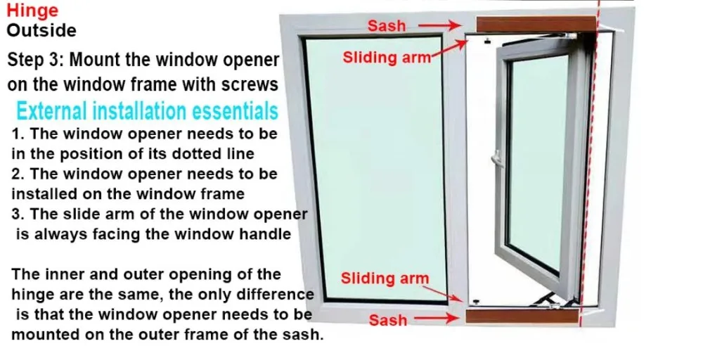 Tuya the 24V Sliding Arm Automatic Window Opener Is Used to Open the 90 Degree C