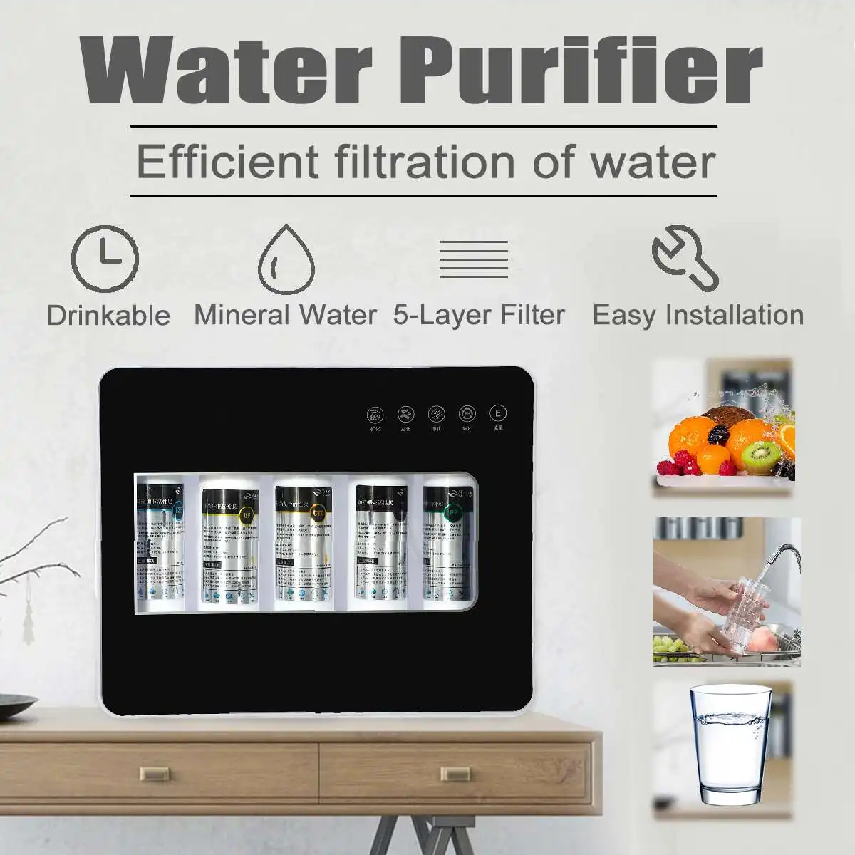 

5- Layer Water Filter Quick Connect Directly Drinkable Home Kitchen Reverse Osmosis Replacement Water System Water Purifier