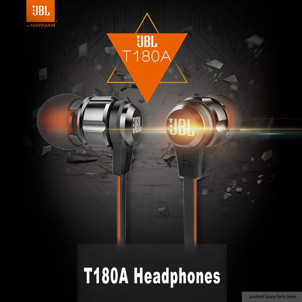 JBL T180A Earphone Stereo In Ear Running Sports 3 5mm Wired Earbuds Pure Deep Bass Game Music Headset Handsfree Calls with Mic