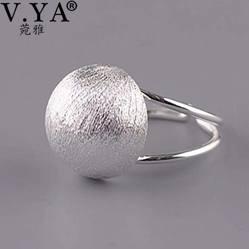 V. YA, S925 Стерлинговое Серебро, полукруглый шар, Пузырьковые кольца, 16 мм, матовое серебряное кольцо, регулируемое, элегантное, для женщин, девушек, кольца